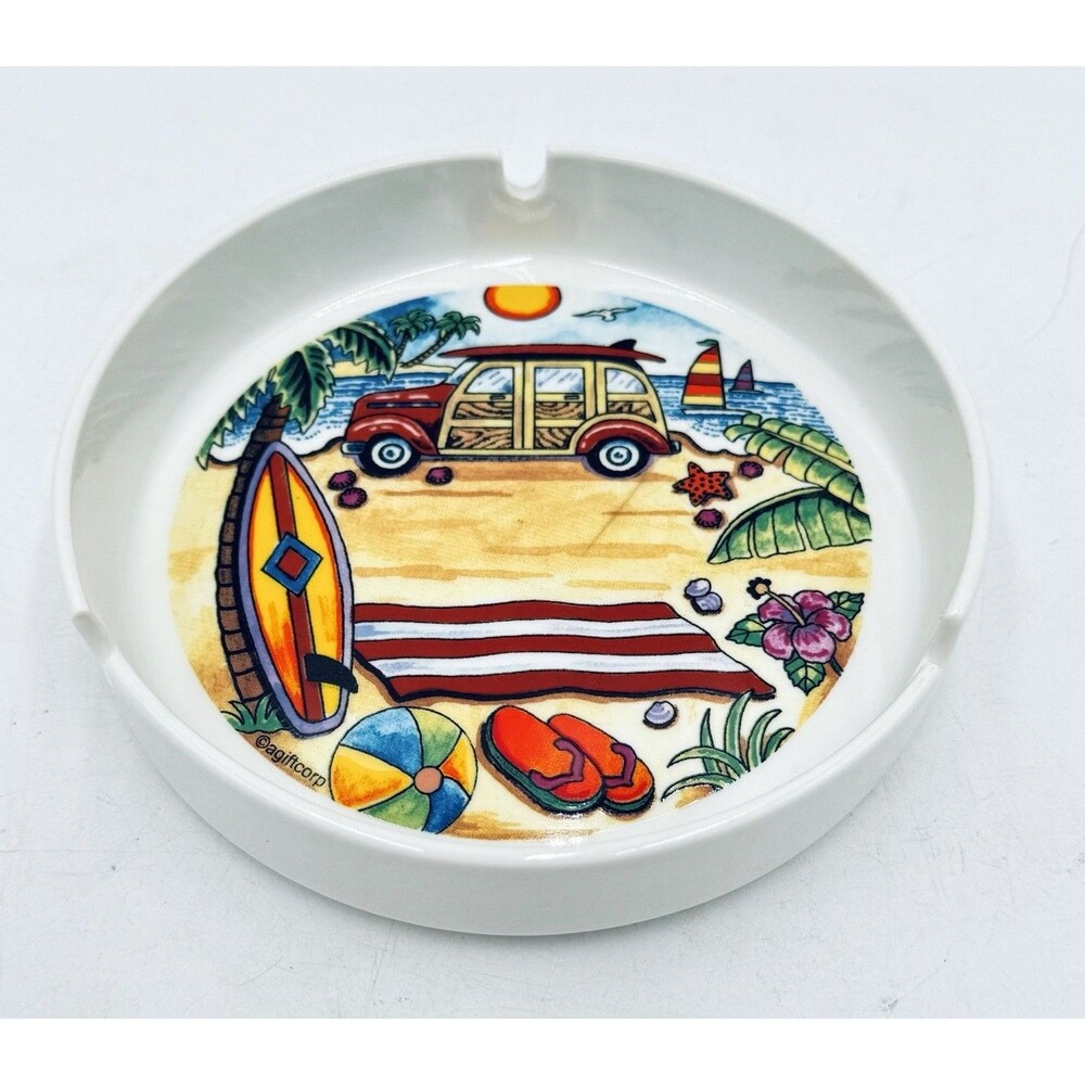 Vintage Ashtray / Trinket Dish Beach Woody Woodie Station Wagon Surf Beach Theme